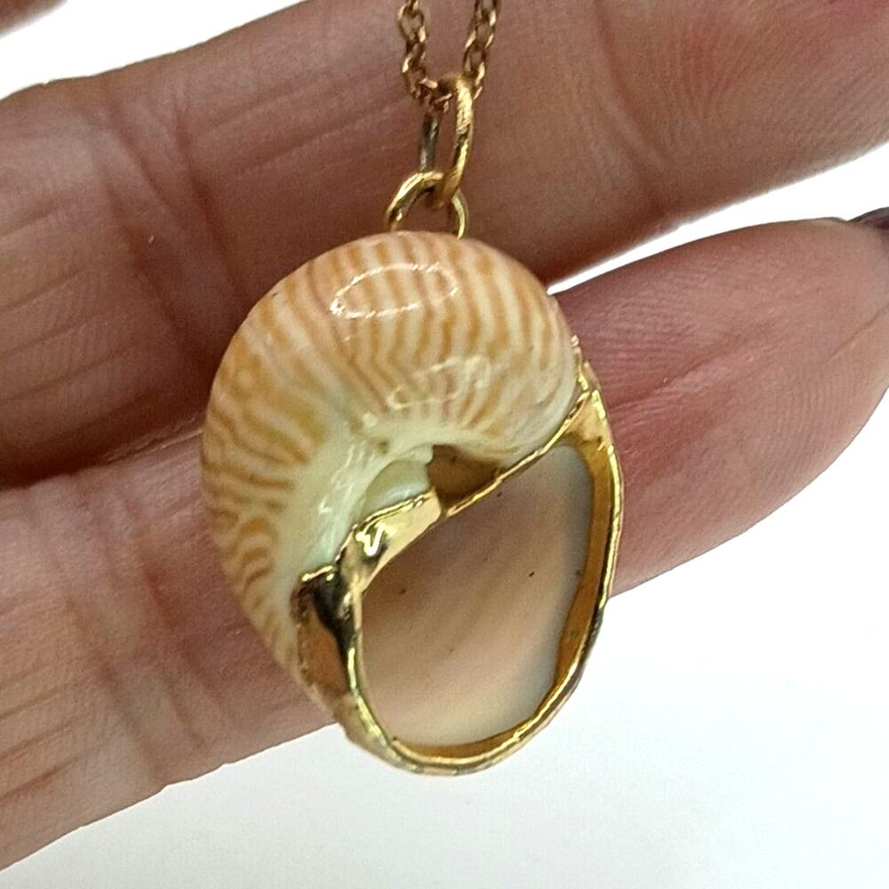 Vintage Gold Dipped Shell Pendant on Gold Plated Chain